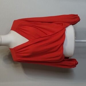 Free People blouse Check On It Wrap Top XS Oversized orange textured FP